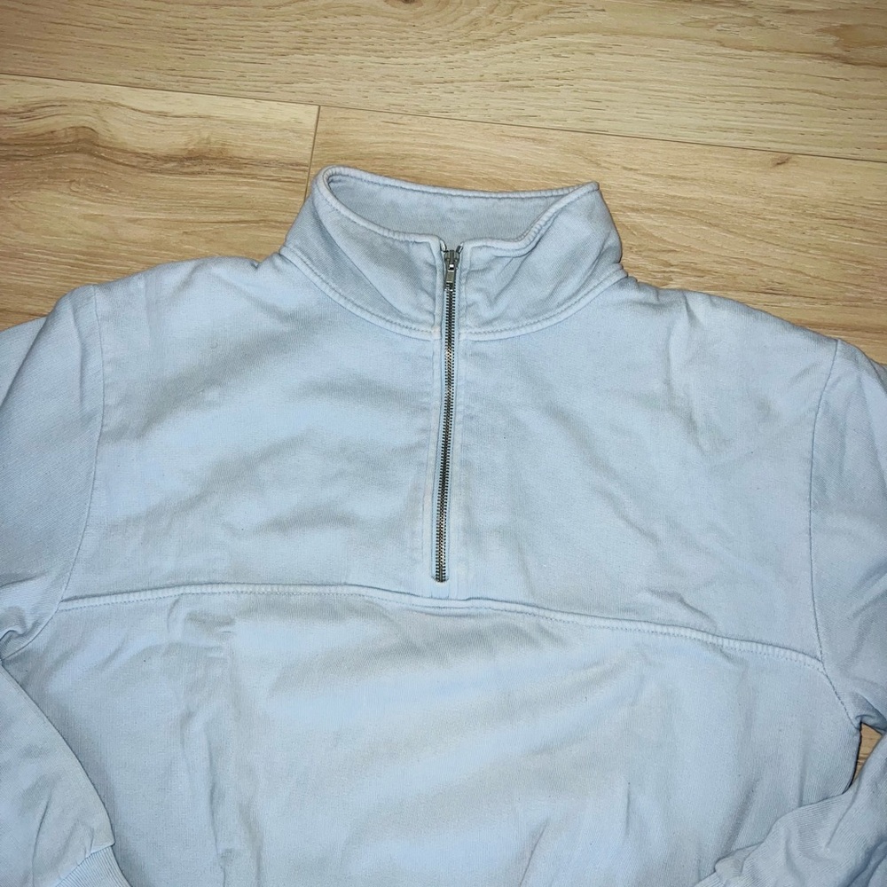 FINAL HOURS! Brandy Melville Half Zip Light Blue Super Comfy SWEATSHIRT - Picture 2 of 4